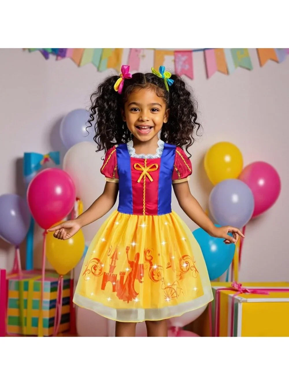 Princess Dress Up Trunk 16PCS Costume Set for Girls Birthday Gift - Yellow